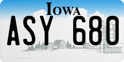IA license plate ASY680