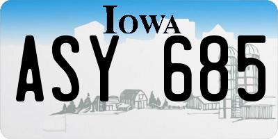 IA license plate ASY685