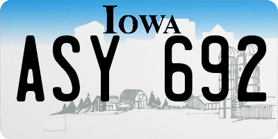 IA license plate ASY692