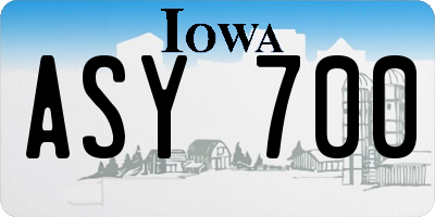 IA license plate ASY700