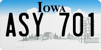 IA license plate ASY701