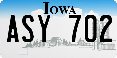 IA license plate ASY702