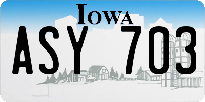 IA license plate ASY703