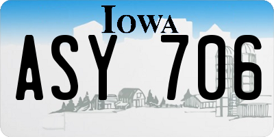 IA license plate ASY706