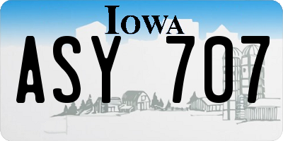 IA license plate ASY707