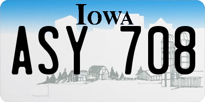 IA license plate ASY708
