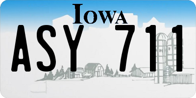 IA license plate ASY711