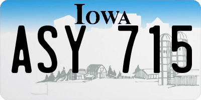 IA license plate ASY715