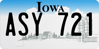 IA license plate ASY721