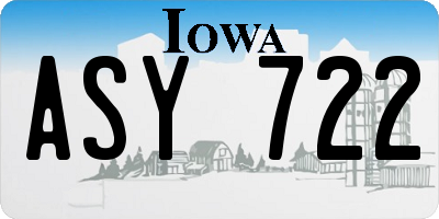 IA license plate ASY722