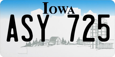 IA license plate ASY725