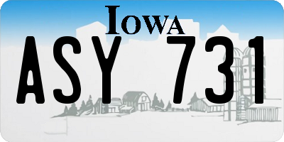 IA license plate ASY731