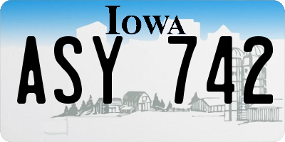 IA license plate ASY742