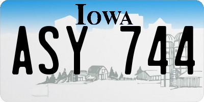 IA license plate ASY744