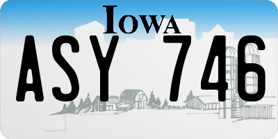 IA license plate ASY746