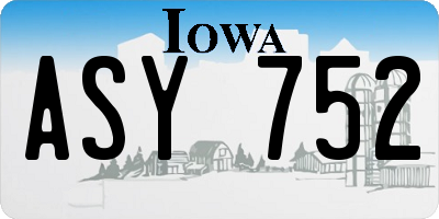 IA license plate ASY752