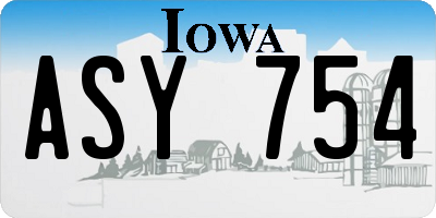 IA license plate ASY754
