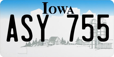 IA license plate ASY755
