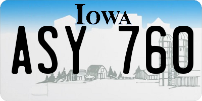 IA license plate ASY760