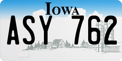 IA license plate ASY762