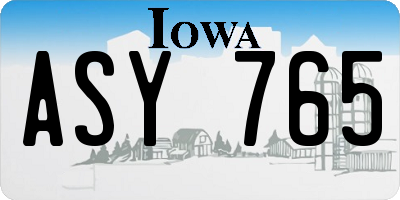 IA license plate ASY765