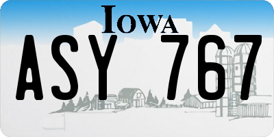 IA license plate ASY767
