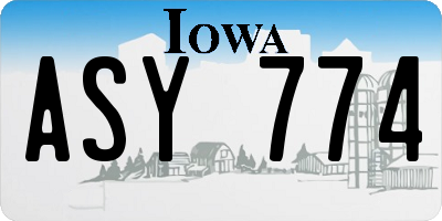 IA license plate ASY774
