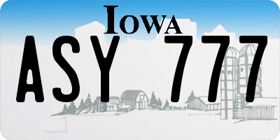 IA license plate ASY777