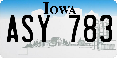 IA license plate ASY783