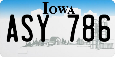 IA license plate ASY786