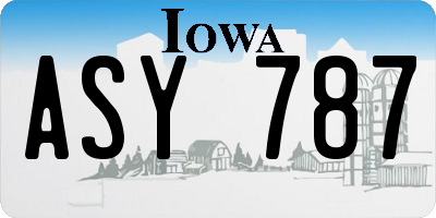 IA license plate ASY787