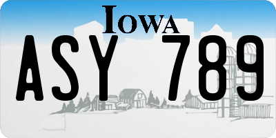 IA license plate ASY789