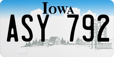 IA license plate ASY792