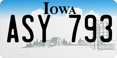 IA license plate ASY793