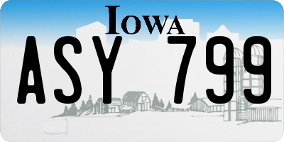 IA license plate ASY799