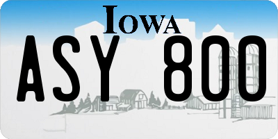 IA license plate ASY800