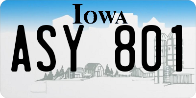 IA license plate ASY801