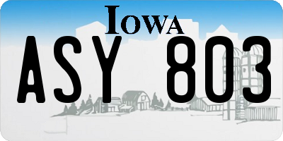 IA license plate ASY803