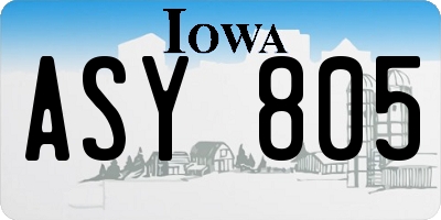 IA license plate ASY805