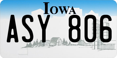 IA license plate ASY806