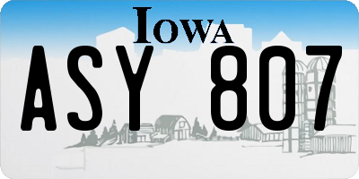 IA license plate ASY807