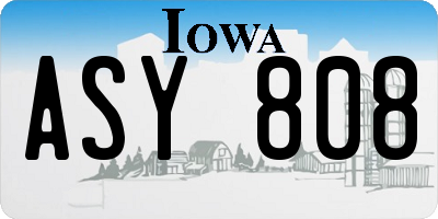 IA license plate ASY808