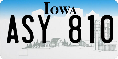 IA license plate ASY810