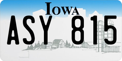 IA license plate ASY815