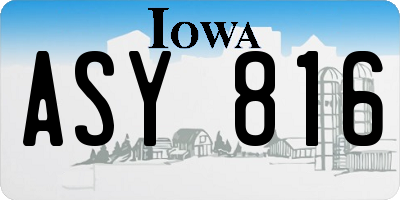 IA license plate ASY816