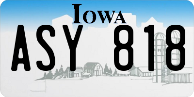 IA license plate ASY818