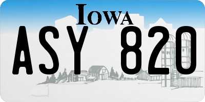 IA license plate ASY820