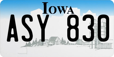 IA license plate ASY830