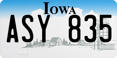 IA license plate ASY835