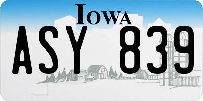 IA license plate ASY839